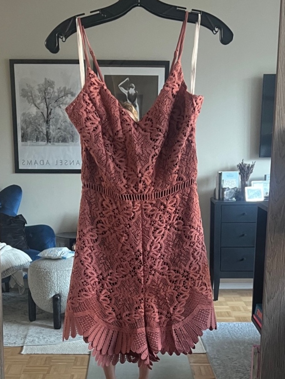 Lovers + Friends Sz M Lace Romper in Rose